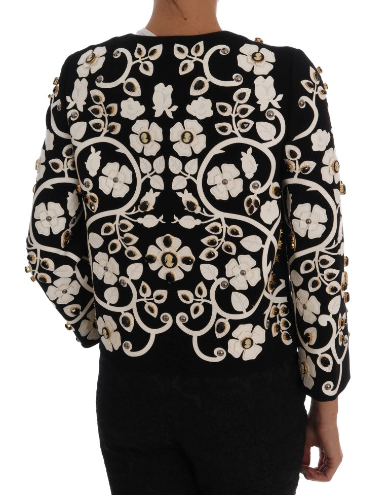 Chaqueta de lana de cristal bordada floral