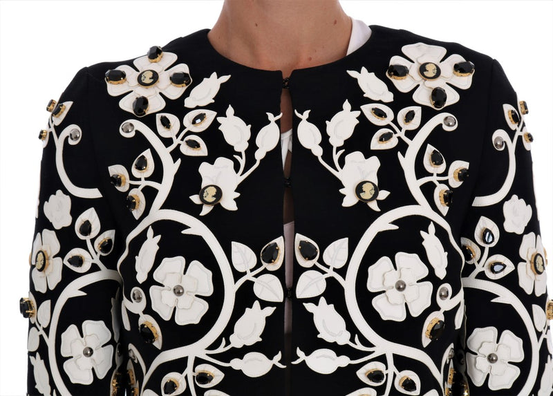 Chaqueta de lana de cristal bordada floral