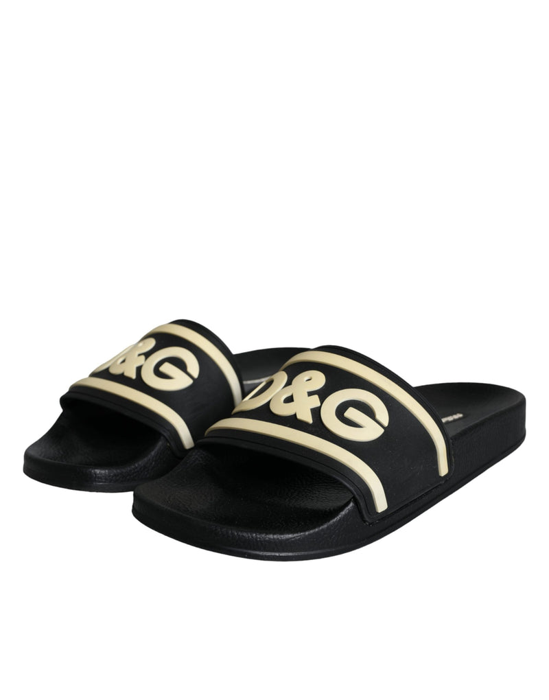 Black Rubber Sandals Slides Beachwear Shoes