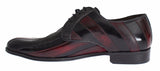 Eleganti scarpe in pelle a strisce Bordeaux nere