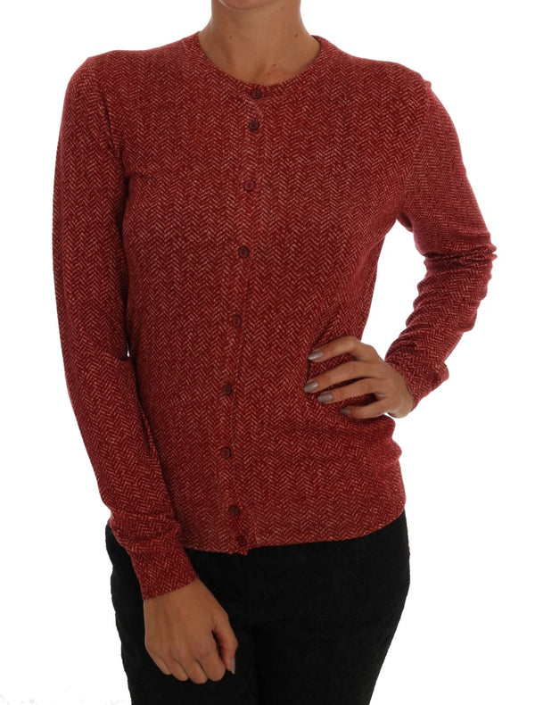 Rote Woll -Strickjacke Pullover