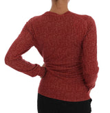 Rote Woll -Strickjacke Pullover