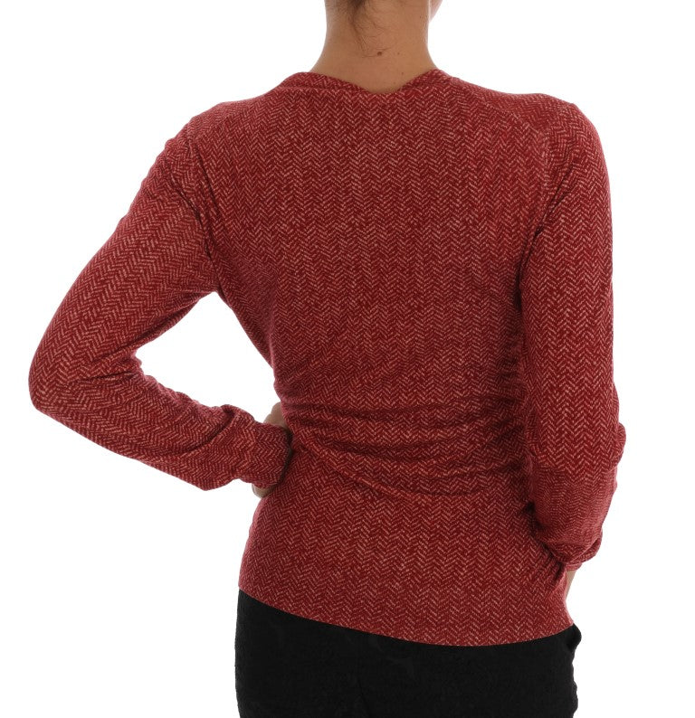 Pull cardigan en laine rouge