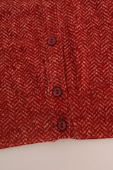 Rote Woll -Strickjacke Pullover