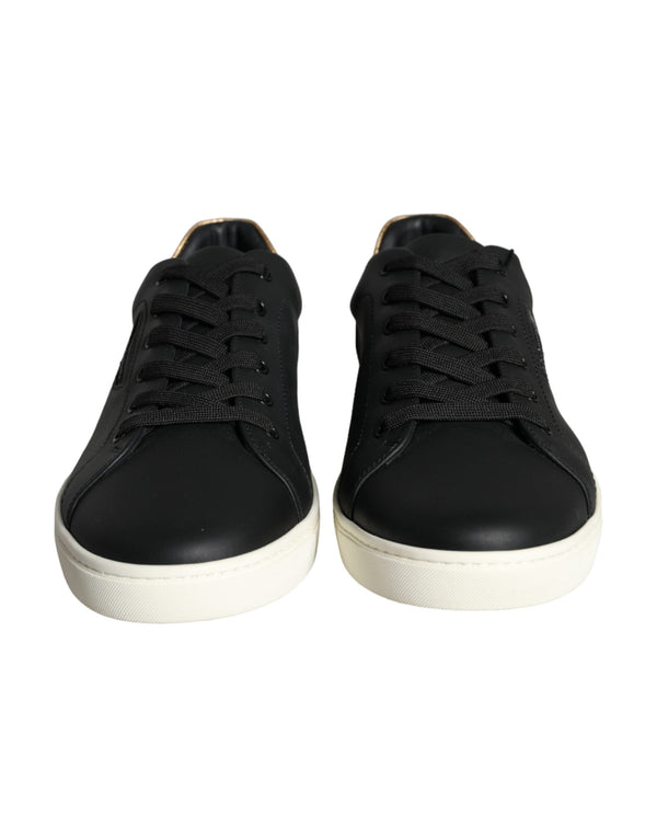 Black Leather Portofino Low Top Sneakers Shoes