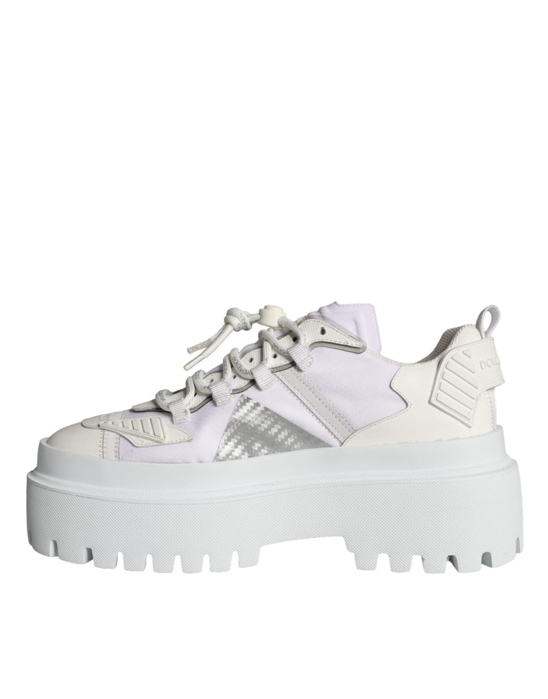 White Silver Chunky Platform Sneakers Shoes