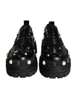 Black Trekking Studded Derby Sneakers Shoes