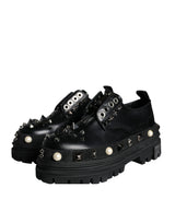 Black Trekking Studded Derby Sneakers Shoes