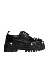 Black Trekking Studded Derby Sneakers Shoes