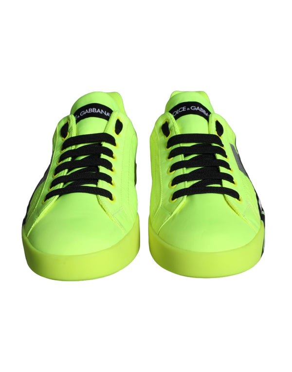 Neon Green Logo Tape Low Top Sneakers Shoes