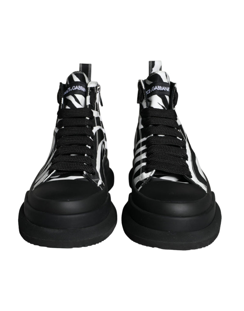 Black White Zebra High Top Men Sneaker Shoes