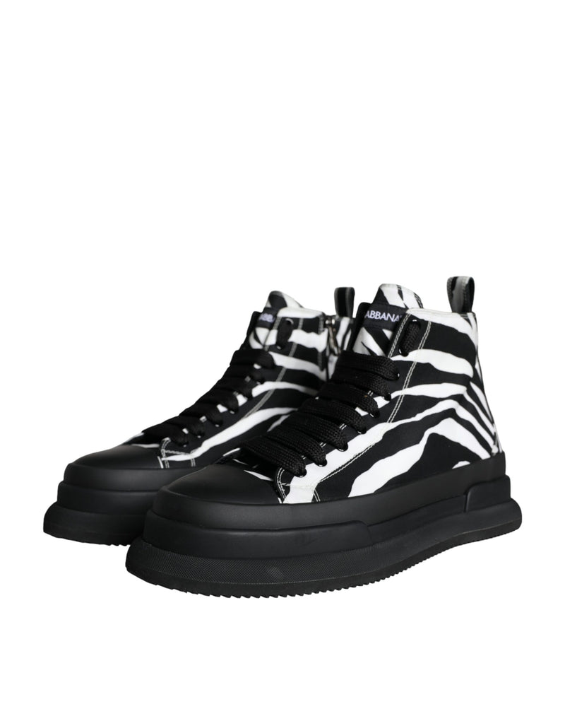 Black White Zebra High Top Men Sneaker Shoes