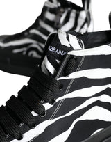 Black White Zebra High Top Men Sneaker Shoes