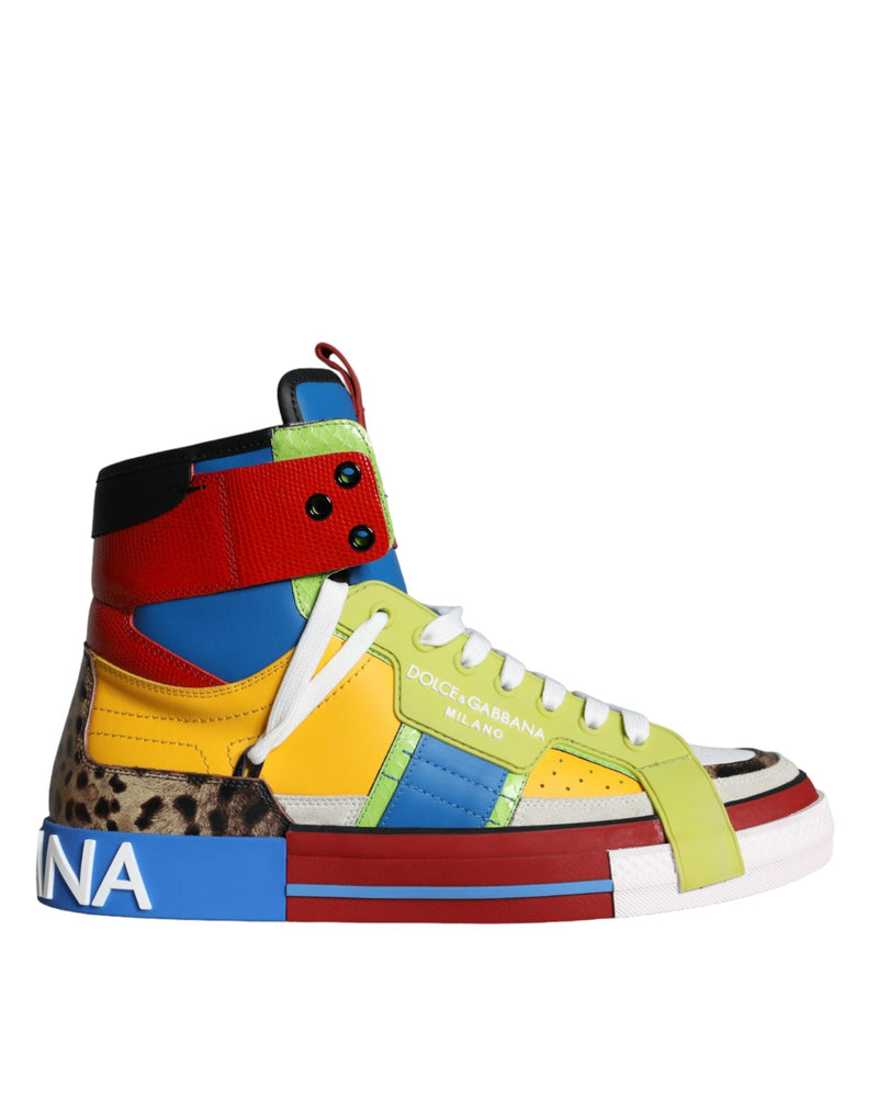 Multicolor Leather High Top Sneakers Shoes