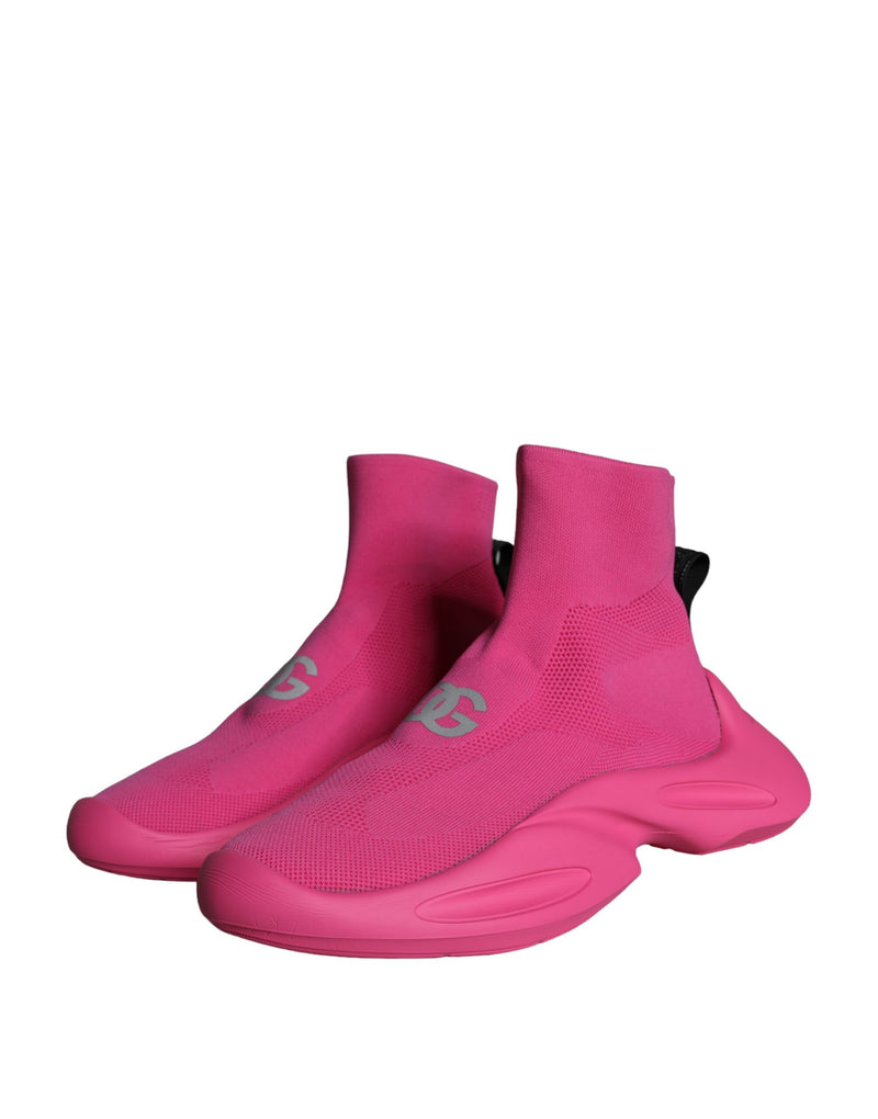 Pink Logo Print Slip On Socks Sneakers Shoes