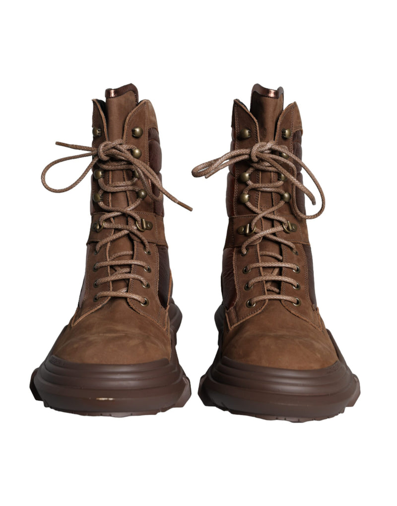 Brown Suede Leather Military Combat Men Boots Shoes