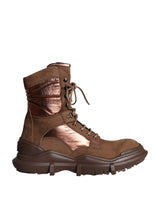 Brown Suede Leather Military Combat Men Boots Shoes