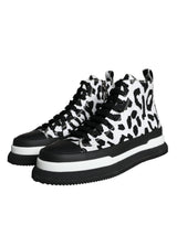 Black White Leopard High Top Sneaker Shoes