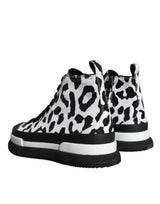 Black White Leopard High Top Sneaker Shoes