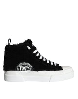 Black White Fur Logo High Top Sneaker Shoes