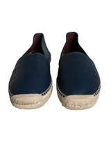 Blue Leather Leather Espadrille Flats Shoes