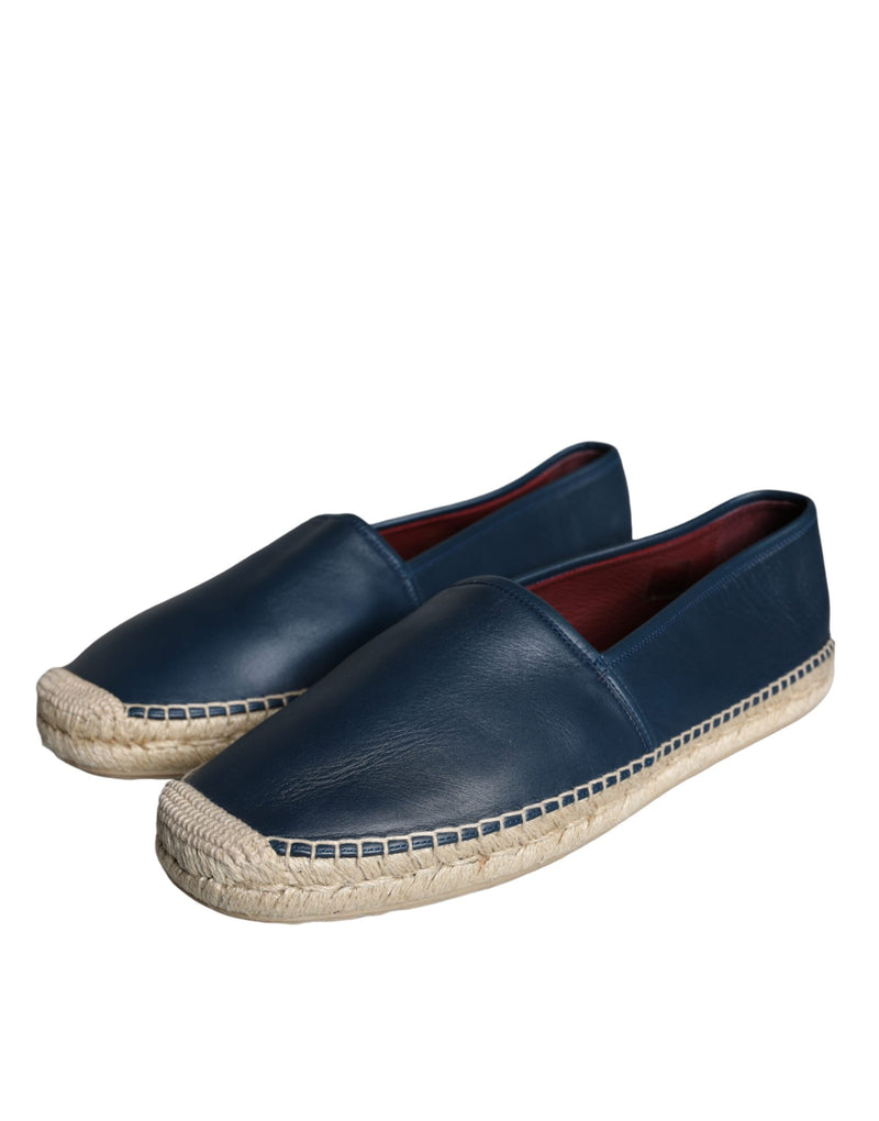 Blue Leather Leather Espadrille Flats Shoes