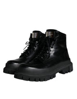 Black Lace Up Trekking Ankle Boots Men Shoes