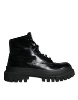 Black Lace Up Trekking Ankle Boots Men Shoes