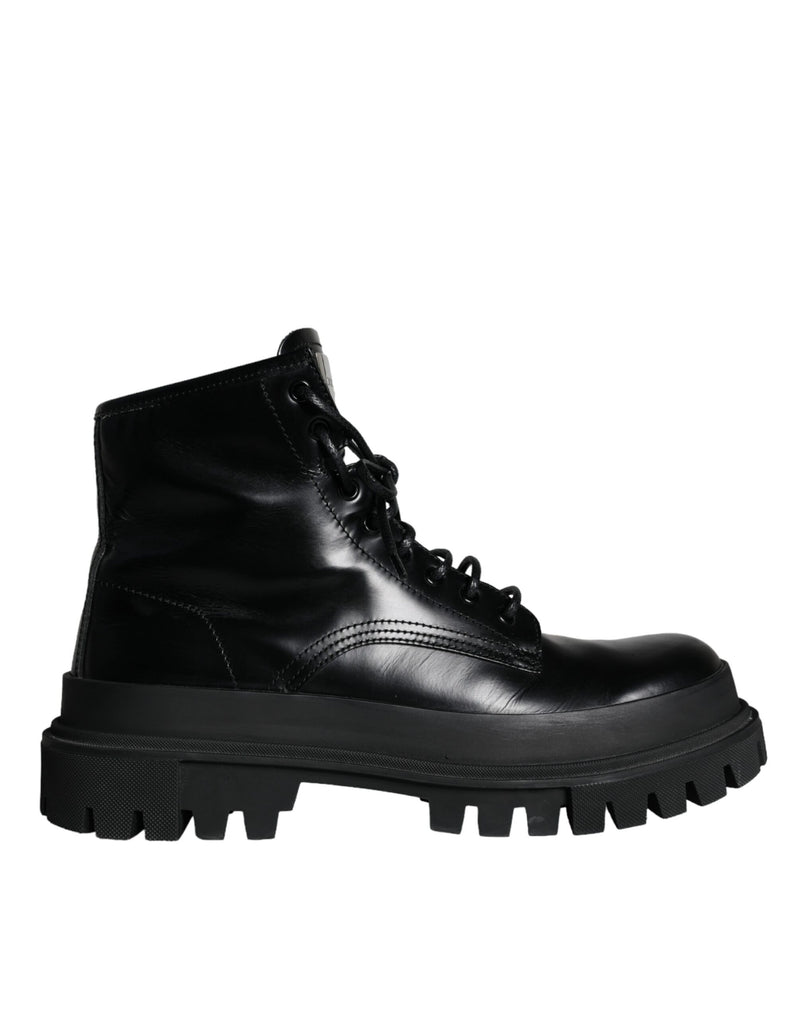 Black Lace Up Trekking Ankle Boots Men Shoes