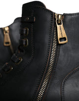 Black Lace Up Mid Calf Boots Men Shoes