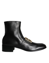 Black Lambskin Leather Men Ankle Boots Shoes