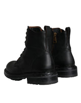 Black Lace Up Mid Calf Boots Men Shoes