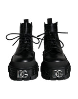 Black Lace Up Trekking Ankle Boots Men Shoes