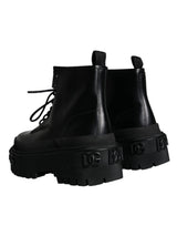 Black Lace Up Trekking Ankle Boots Men Shoes