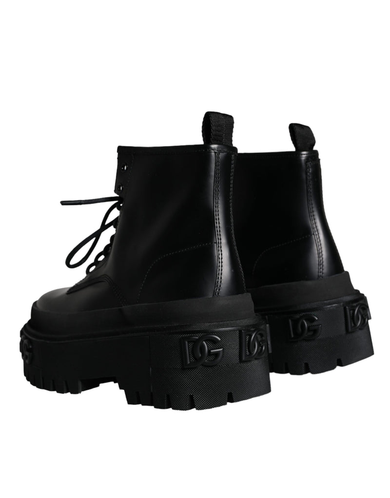 Black Lace Up Trekking Ankle Boots Men Shoes