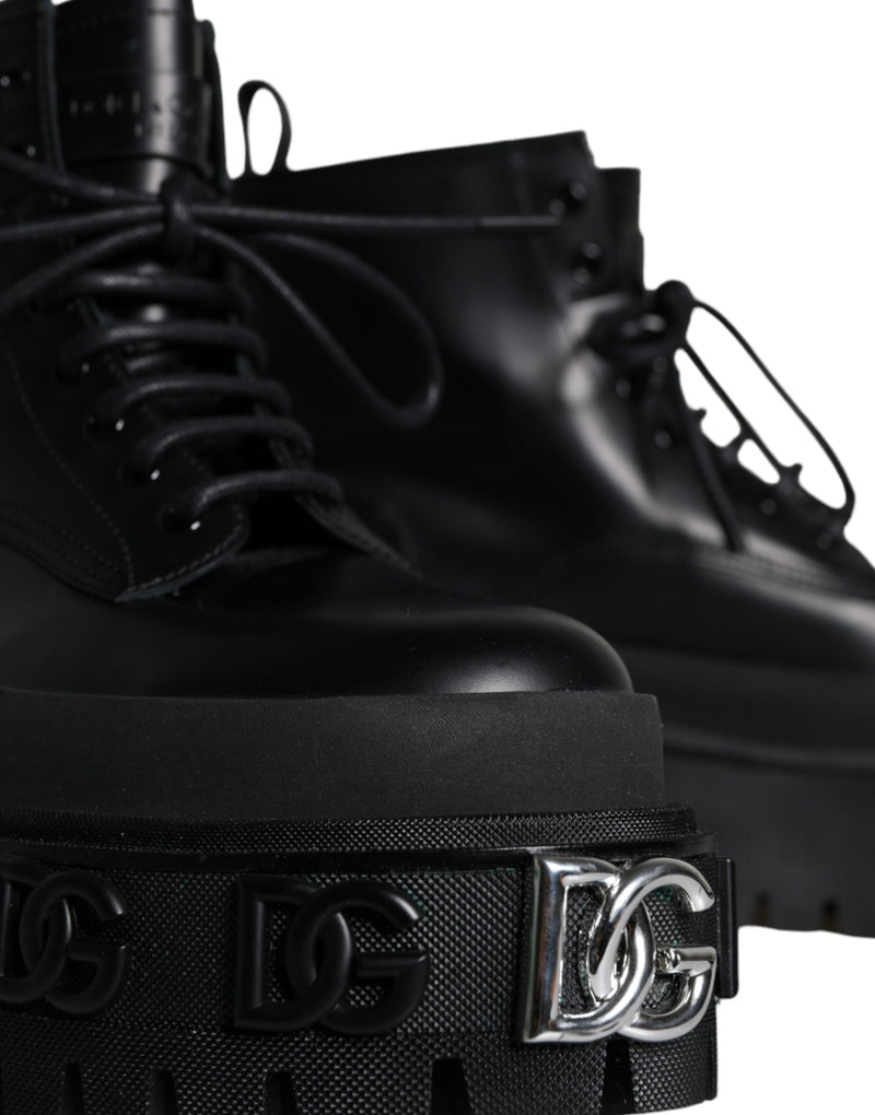 Black Lace Up Trekking Ankle Boots Men Shoes