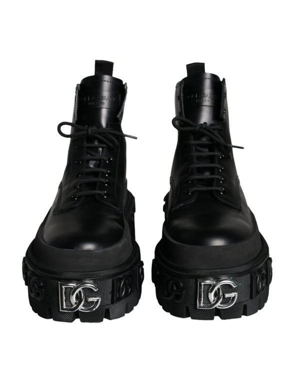 Black Lace Up Trekking Ankle Boots Men Shoes