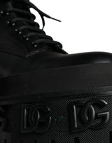 Black Lace Up Trekking Ankle Boots Men Shoes