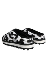 Black White Quilted Logo Sandals Slides Shoes