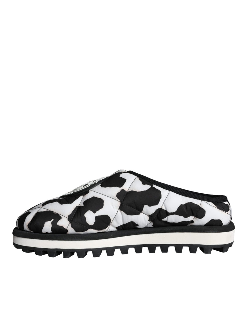 Black White Quilted Logo Sandals Slides Shoes