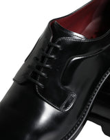 Black Calfskin Leather Derby Men Dress Shoes