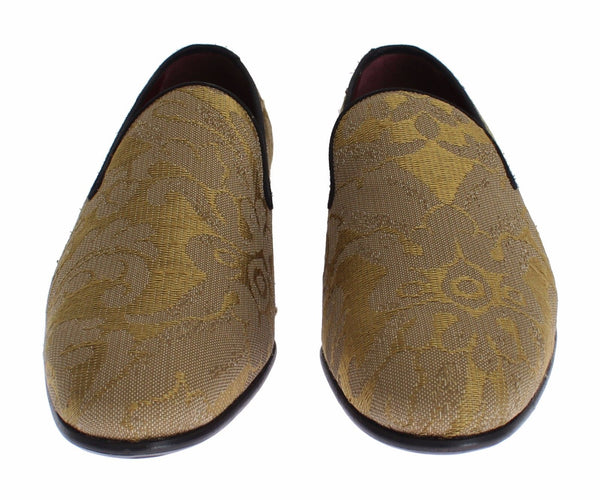 Mocasines de vestido de seda barroco dorado