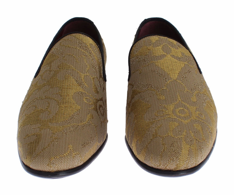 Mocassins de robe en soie baroque dorés