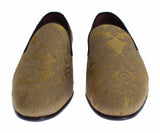 Mocassins de robe en soie baroque dorés