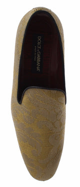 Golden Baroque Silk Dress Loafers