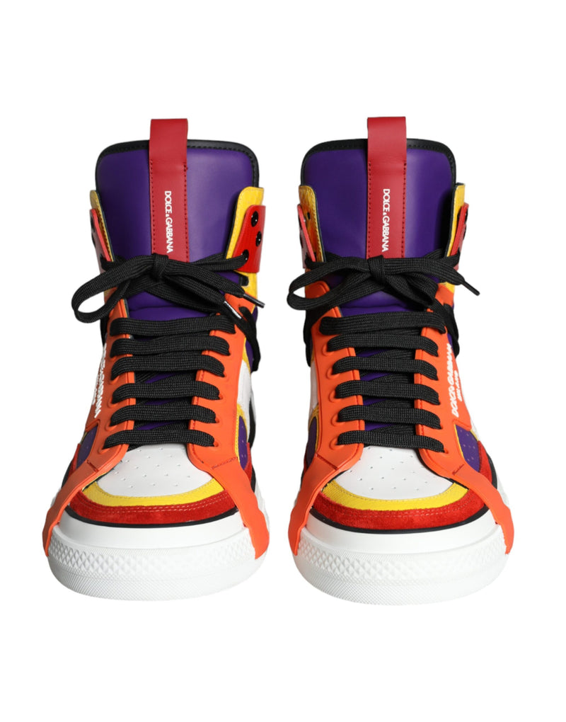 Multicolor Leather High Top Sneakers Shoes