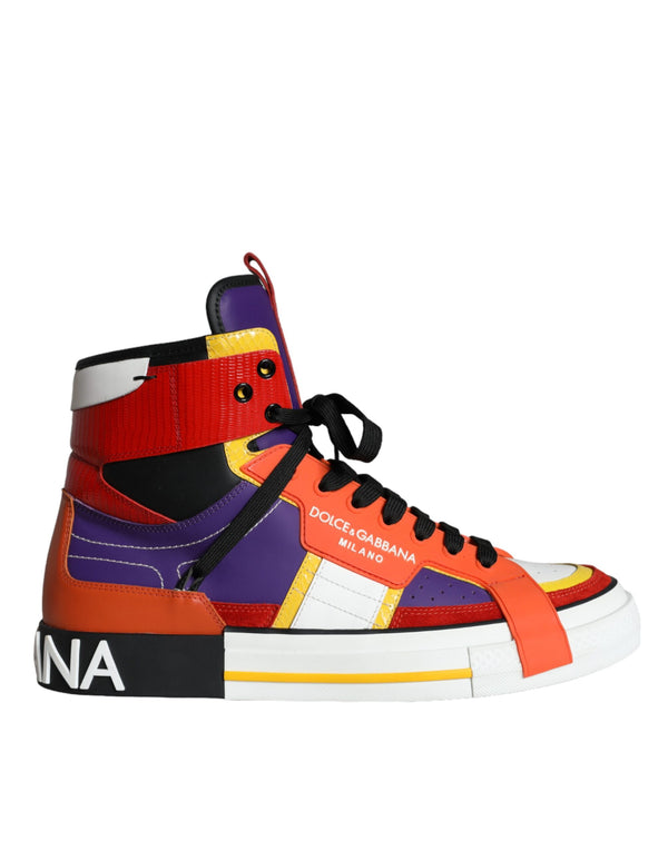 Multicolor Leather High Top Sneakers Shoes