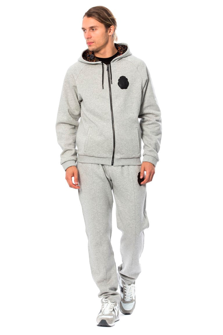 Eleganter grauer Kapuzenpuppen -Baumwoll -Sweatsuit