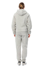 Eleganter grauer Kapuzenpuppen -Baumwoll -Sweatsuit