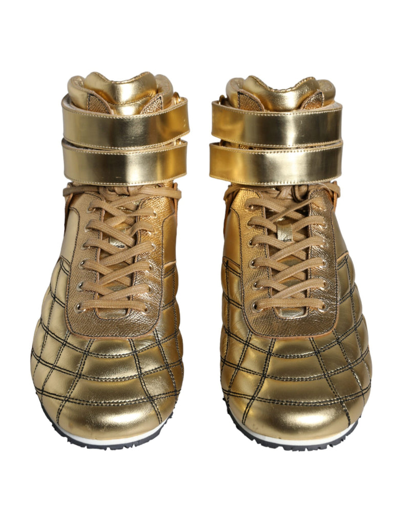 Gold Leather Sartoria High Top Sneakers Shoes